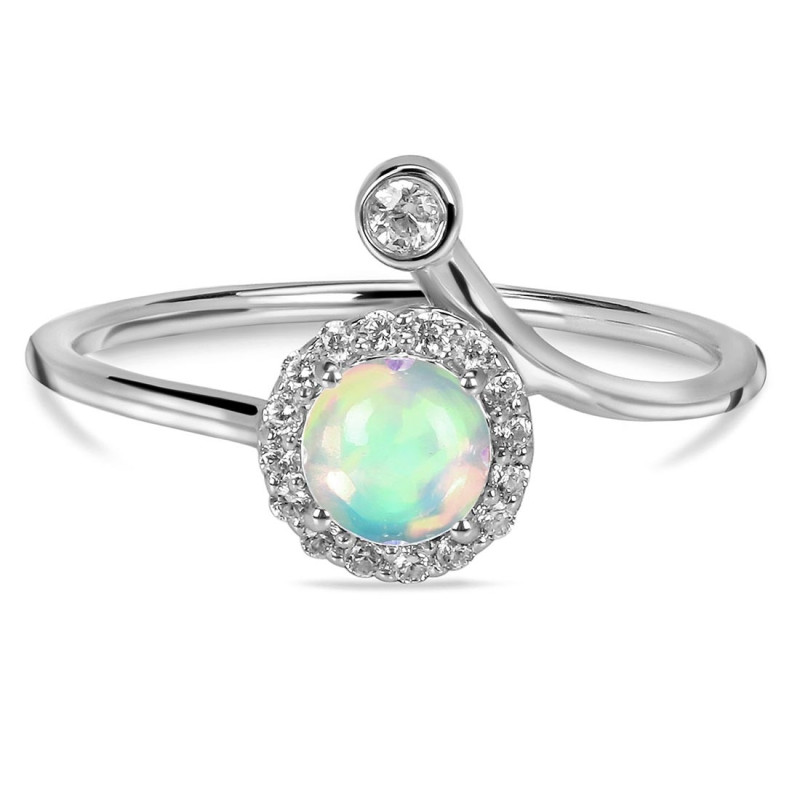 Opal & White Topaz Ring OPL-RDR-2261.