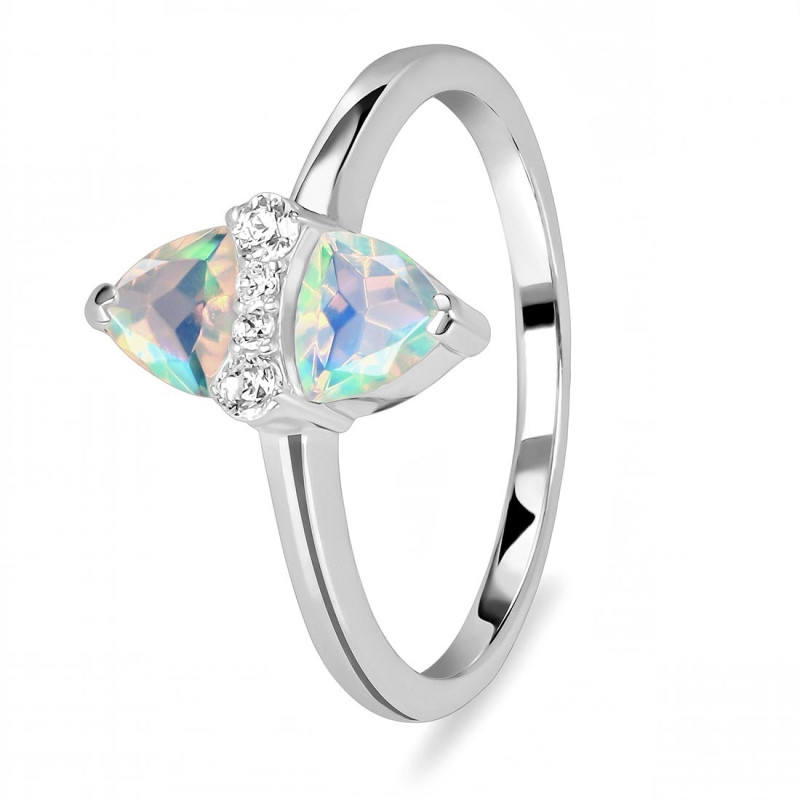 Opal & White Topaz Ring