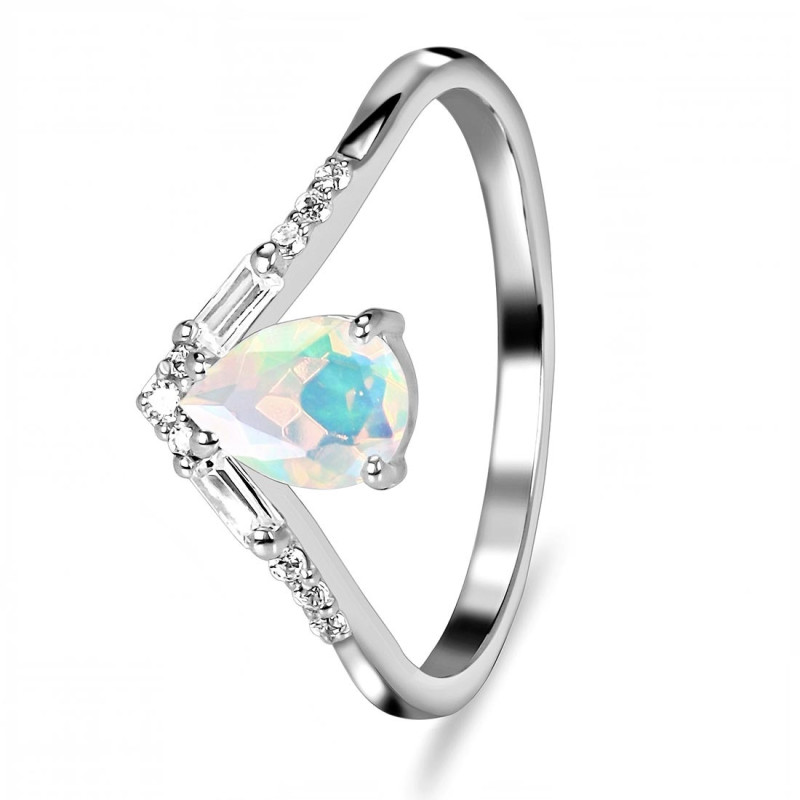 Opal & White Topaz Ring