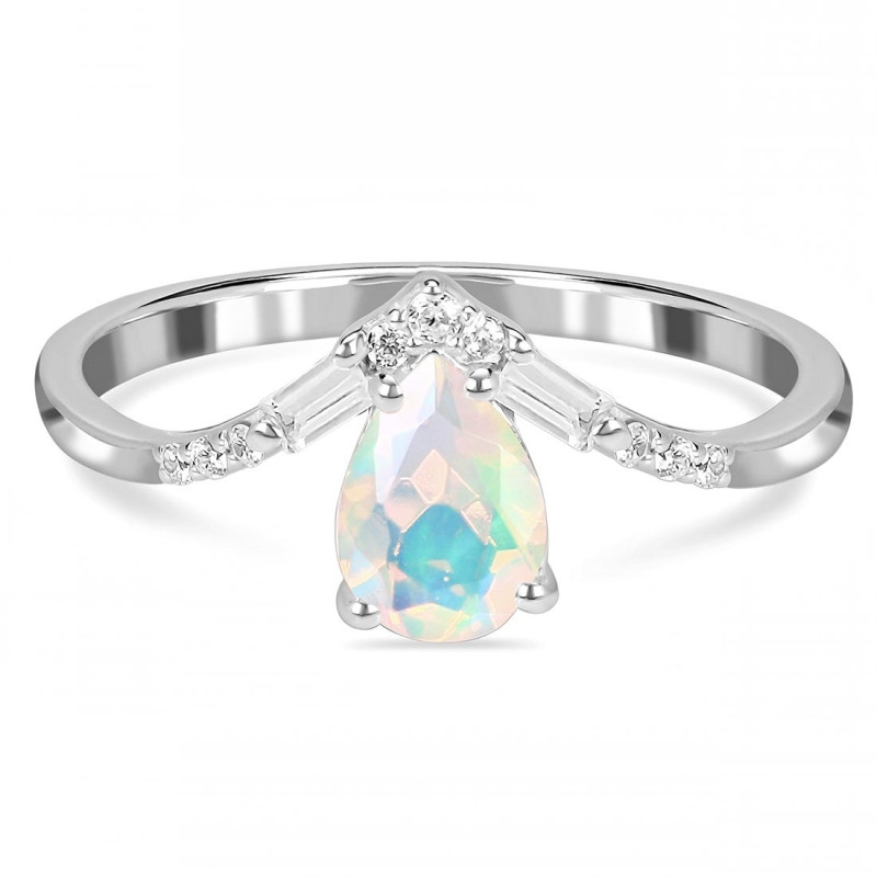 Opal & White Topaz Ring OPL-RDR-2283.