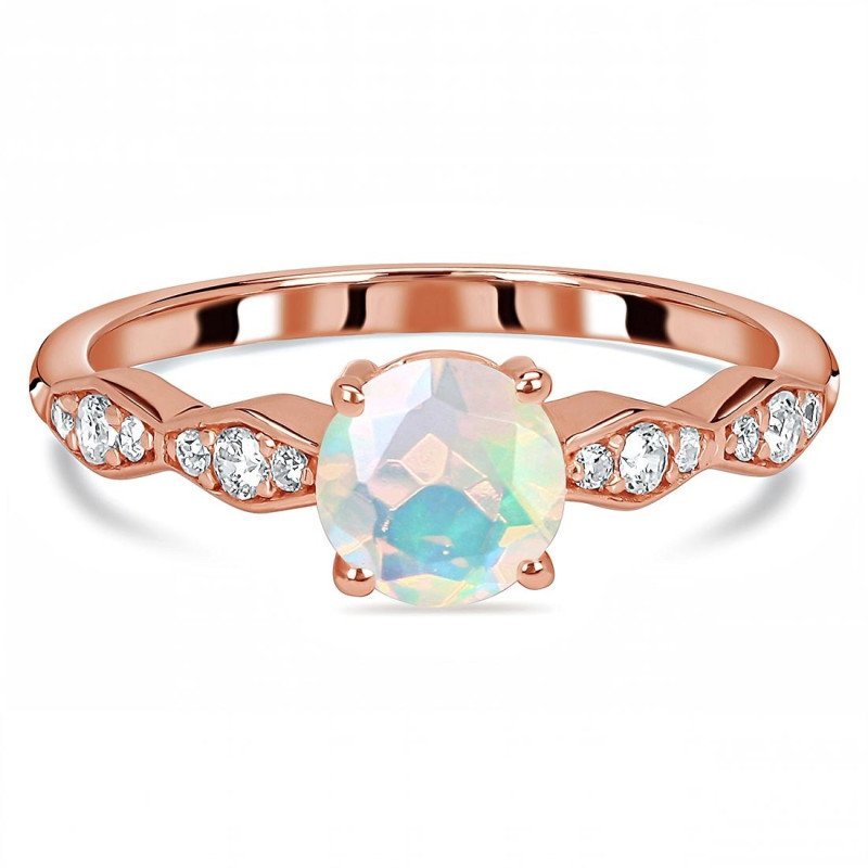 Opal & White Topaz Ring OPL-RDR-2288.