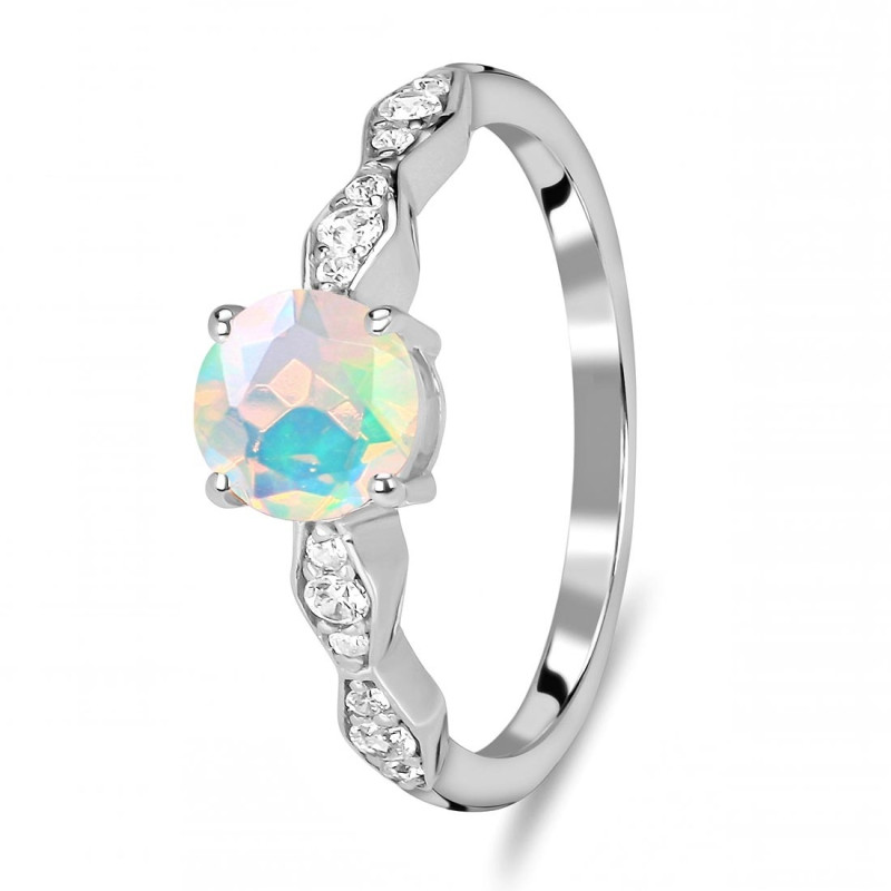 Opal & White Topaz Ring