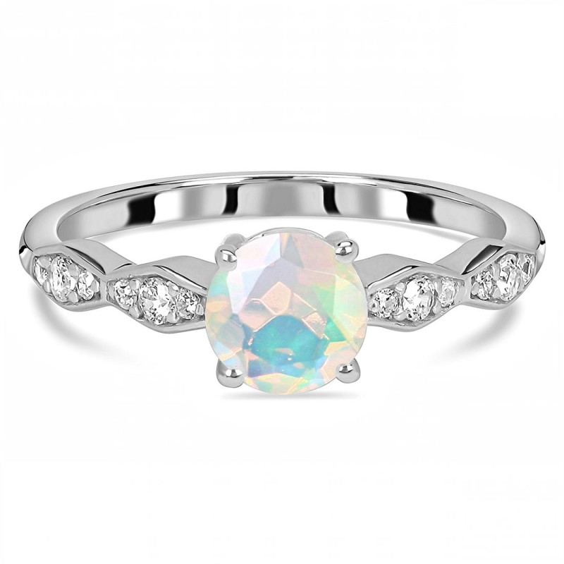 Opal & White Topaz Ring OPL-RDR-2288.