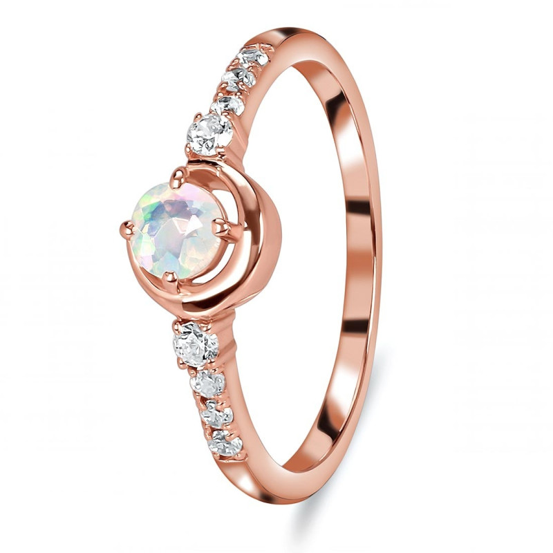 Opal & White Topaz Ring OPL-RDR-2292.