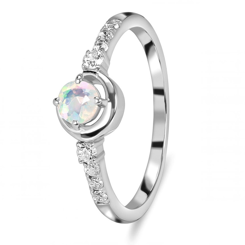Opal & White Topaz Ring
