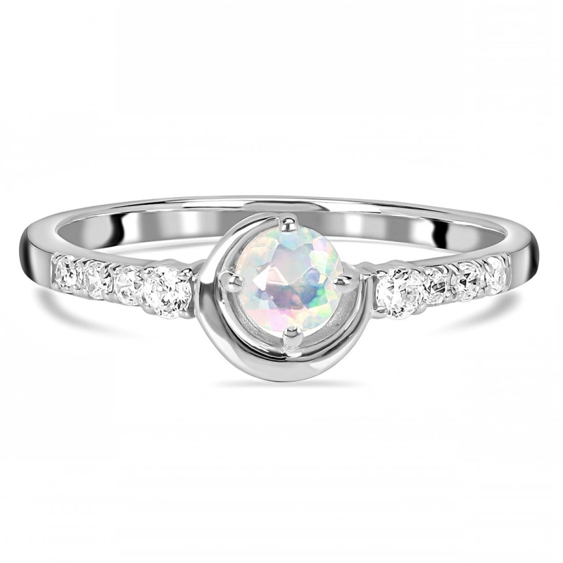 Opal & White Topaz Ring OPL-RDR-2292.