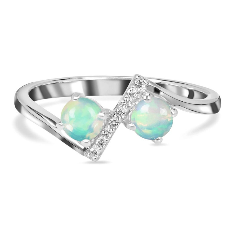 Opal & White Topaz Ring