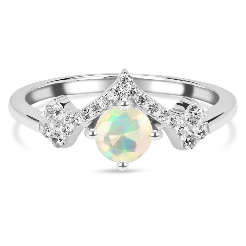 Opal & White Topaz Ring OPL-RDR-2296.