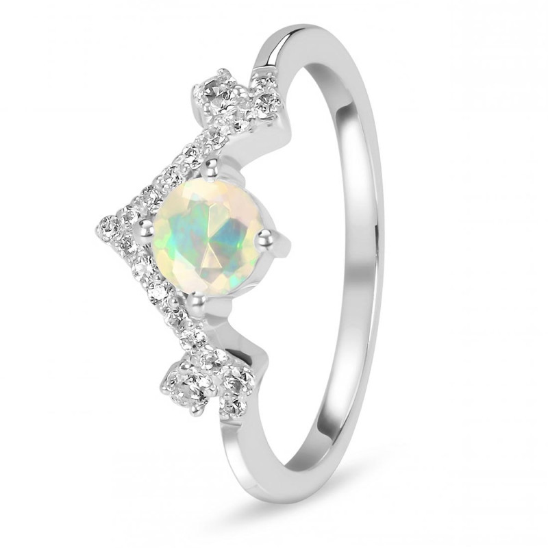 Opal & White Topaz Ring