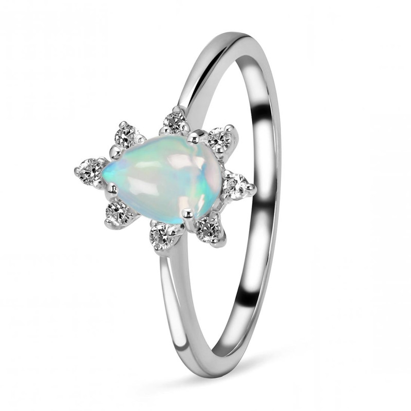 Opal & White Topaz Ring