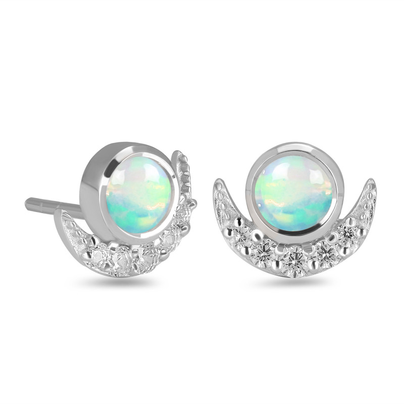 Opal & White Topaz Stud Earring