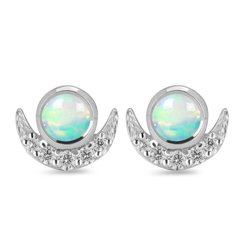 Opal & White Topaz Stud Earring OPL-RE-4.