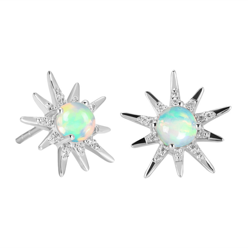 Opal & White Topaz Stud Earring