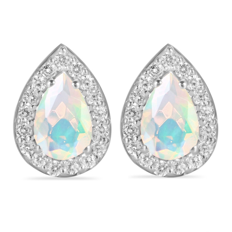 Opal & White Topaz Stud Earring OPL-RE-52.
