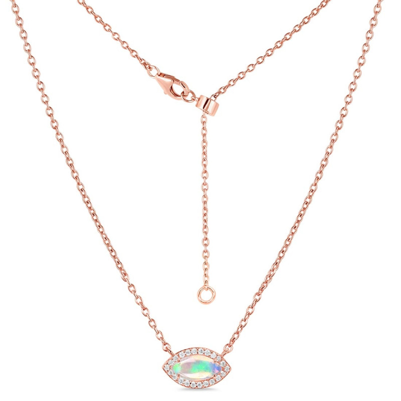 Opal & White Topaz Necklace With Adjustable Slider Lock OPL-RN-61.