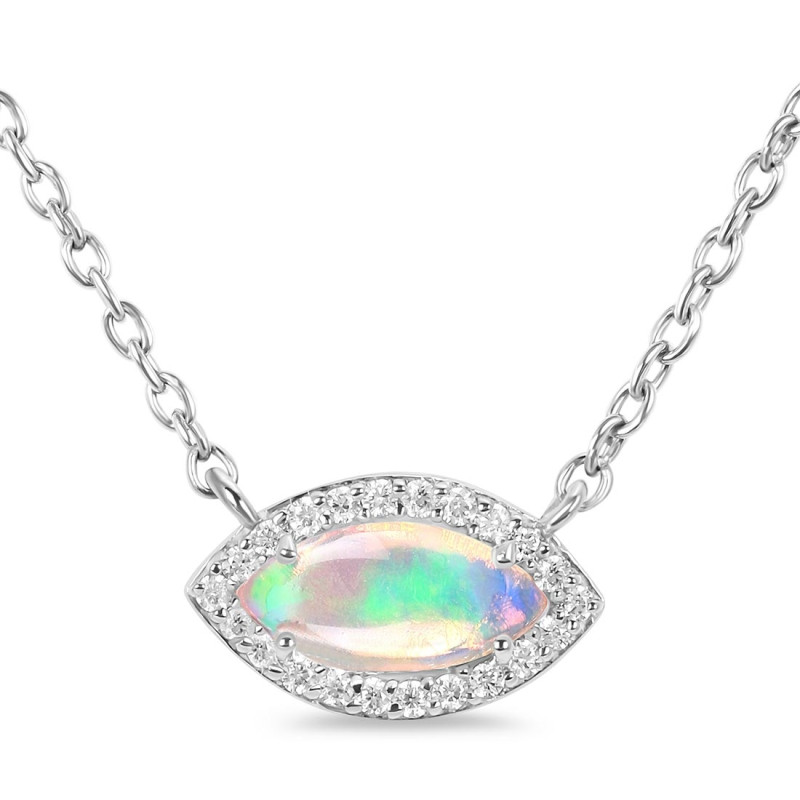 Opal & White Topaz Necklace With Adjustable Slider Lock OPL-RN-61.