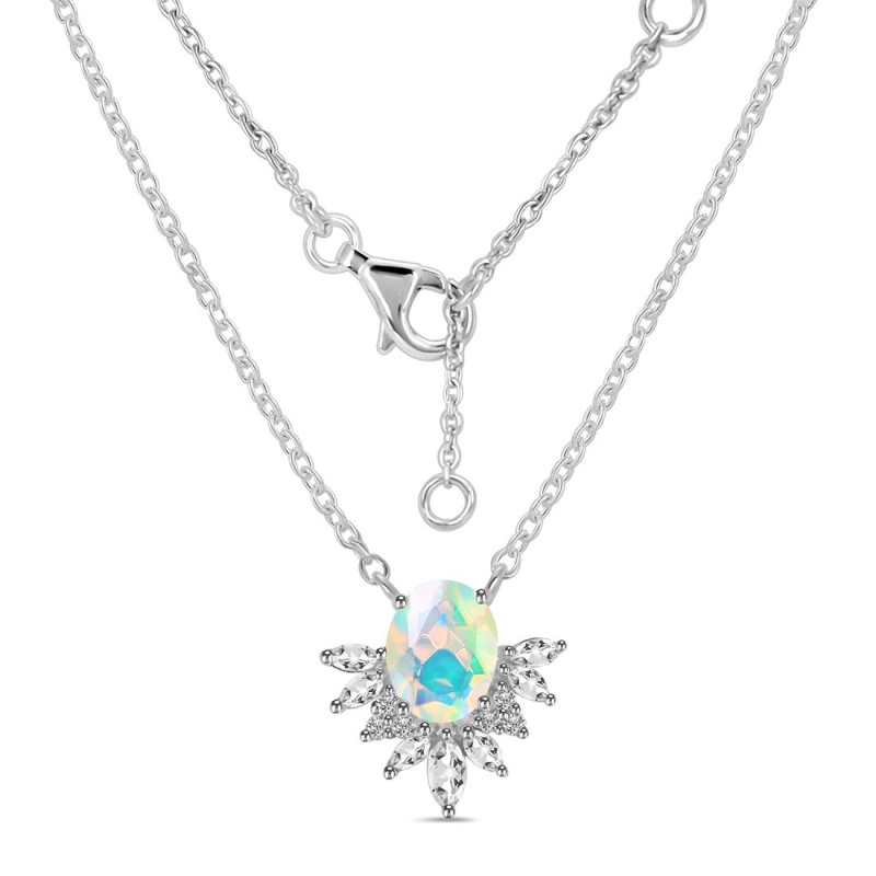 Opal & White Topaz Necklace