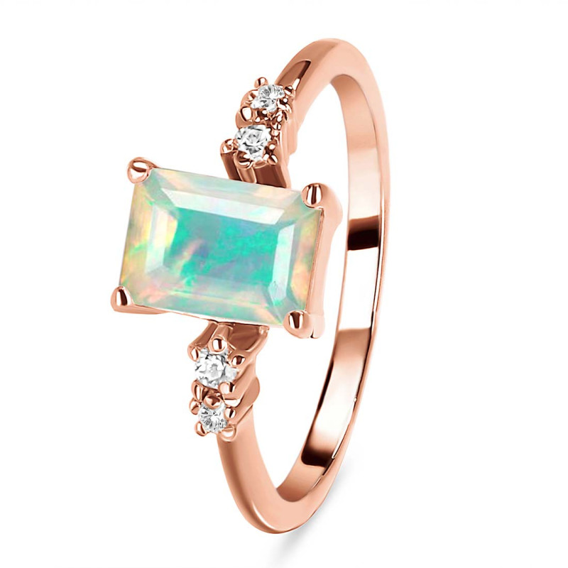 Opal & White Topaz Ring OPL-RR-139.