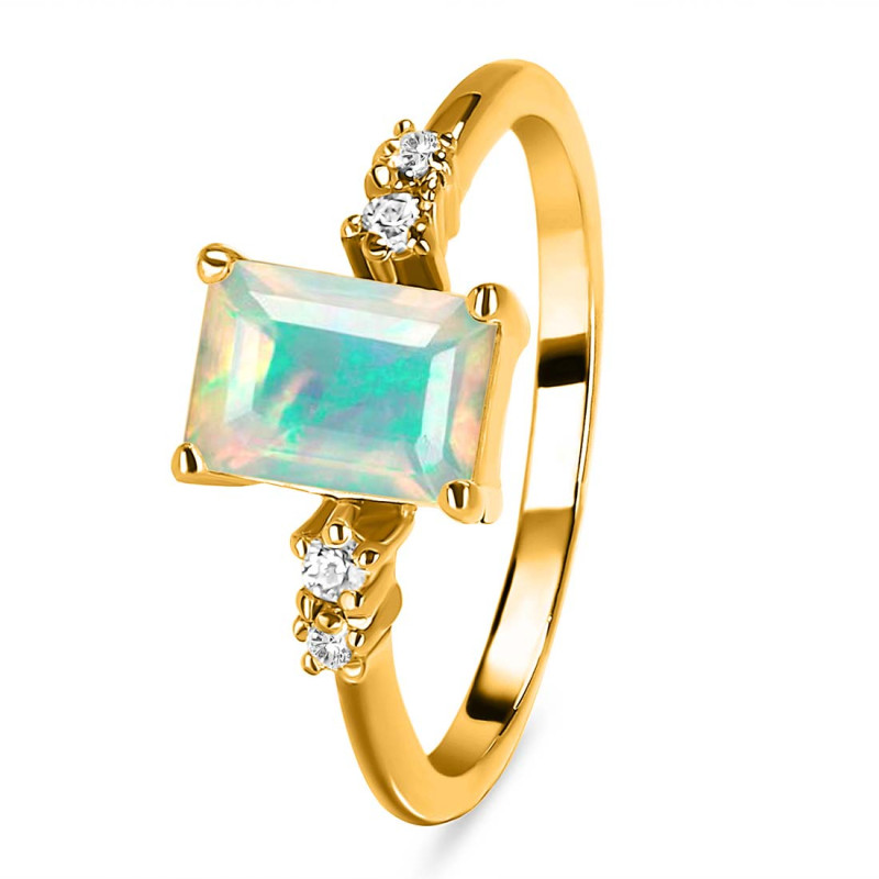 Opal & White Topaz Ring OPL-RR-139.