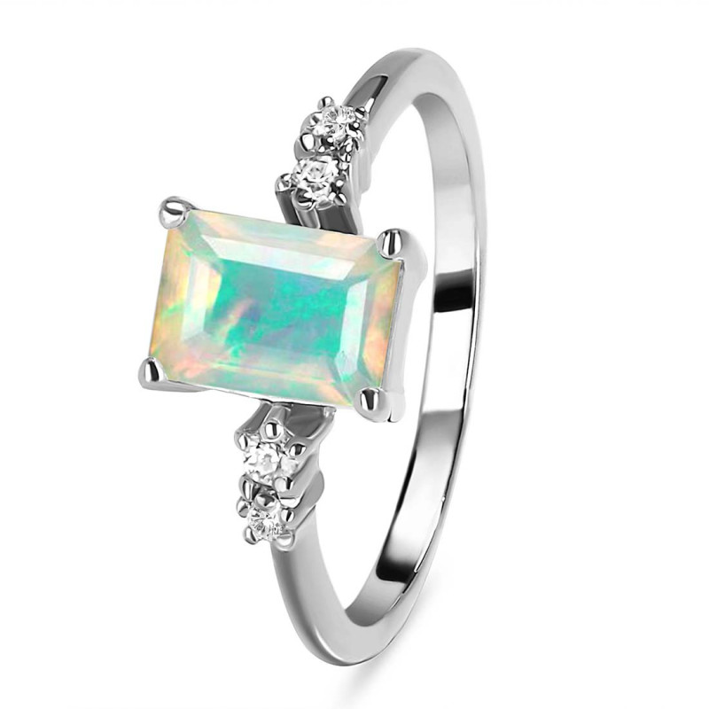 Opal & White Topaz Ring