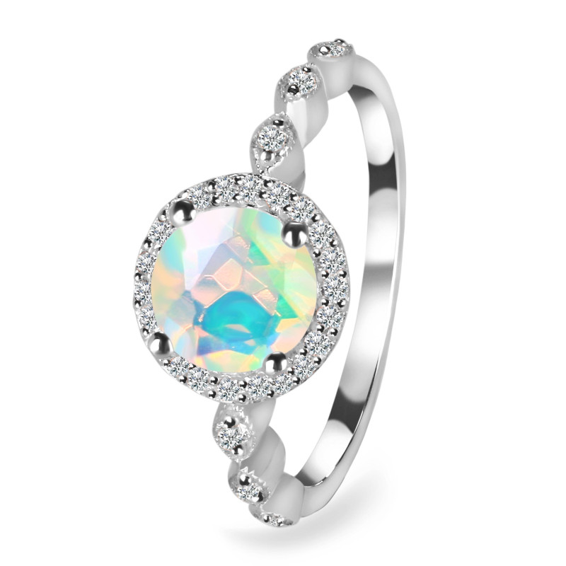 Opal & White Topaz Ring