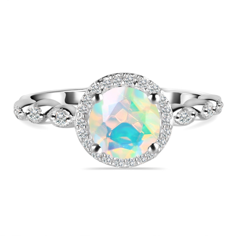 Opal & White Topaz Ring OPL-RR-267.