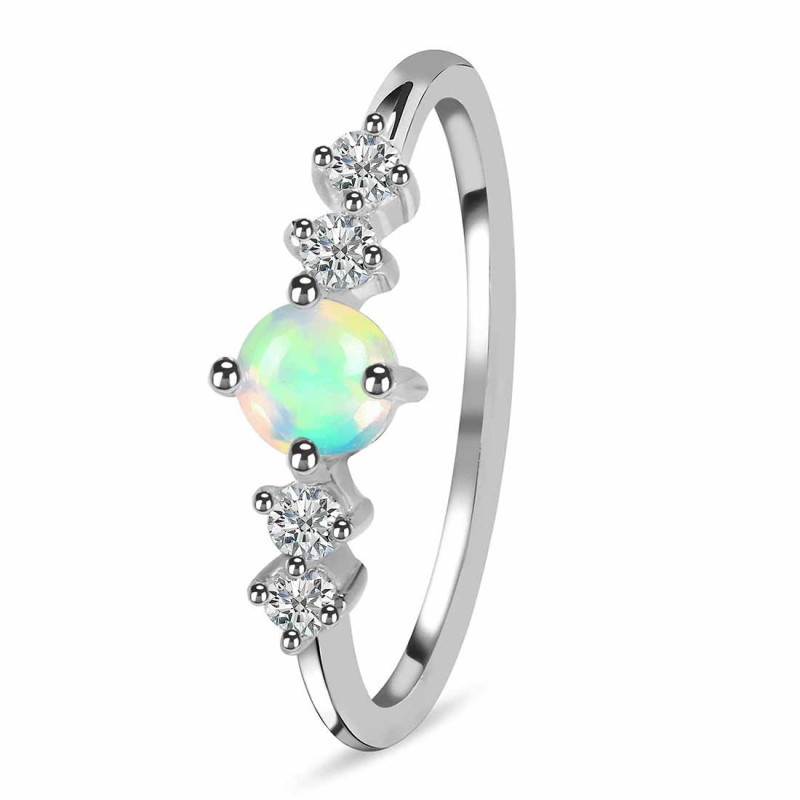 Opal & White Topaz Ring