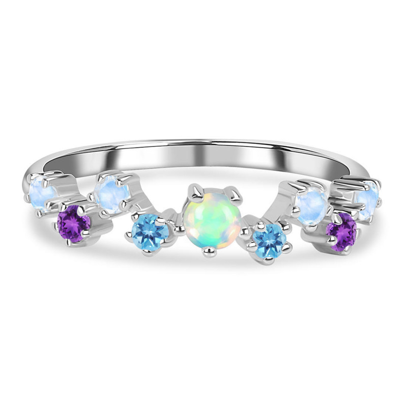 Opal & Amethyst & Moonstone & Blue Topaz Ring OPL-AMT-RBM-BTZ-RBM-RR-365.