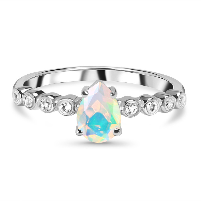 Opal & White Topaz Ring OPL-RR-419D.