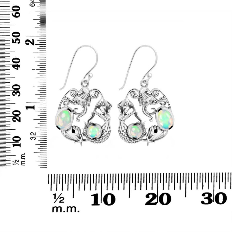Opal Mermaid & Sea Horse & Star Fish & Shell Earring OPL-RUE-66.