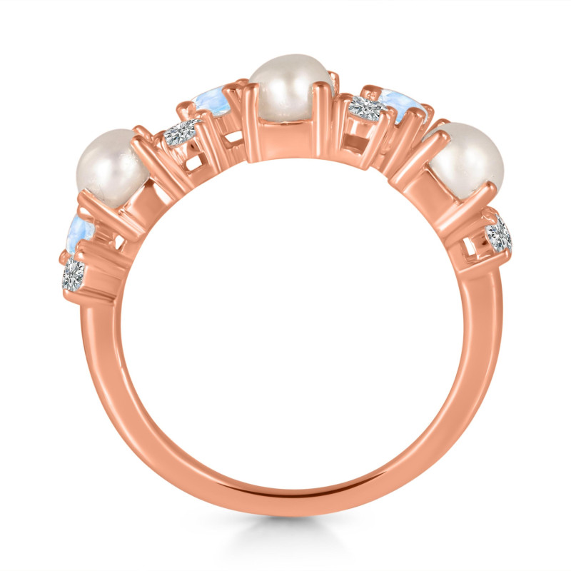 Pearl & Moonstone & White Topaz Ring PAL-RDR-4006.