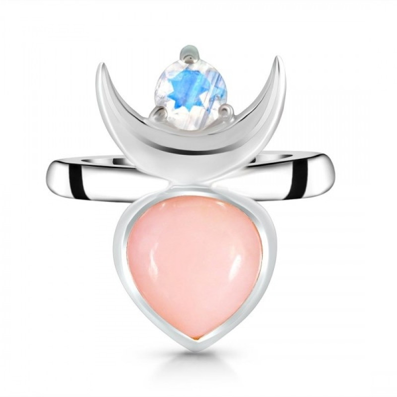 Pink Opal & Moonstone Ring PKO-RDR-2545.
