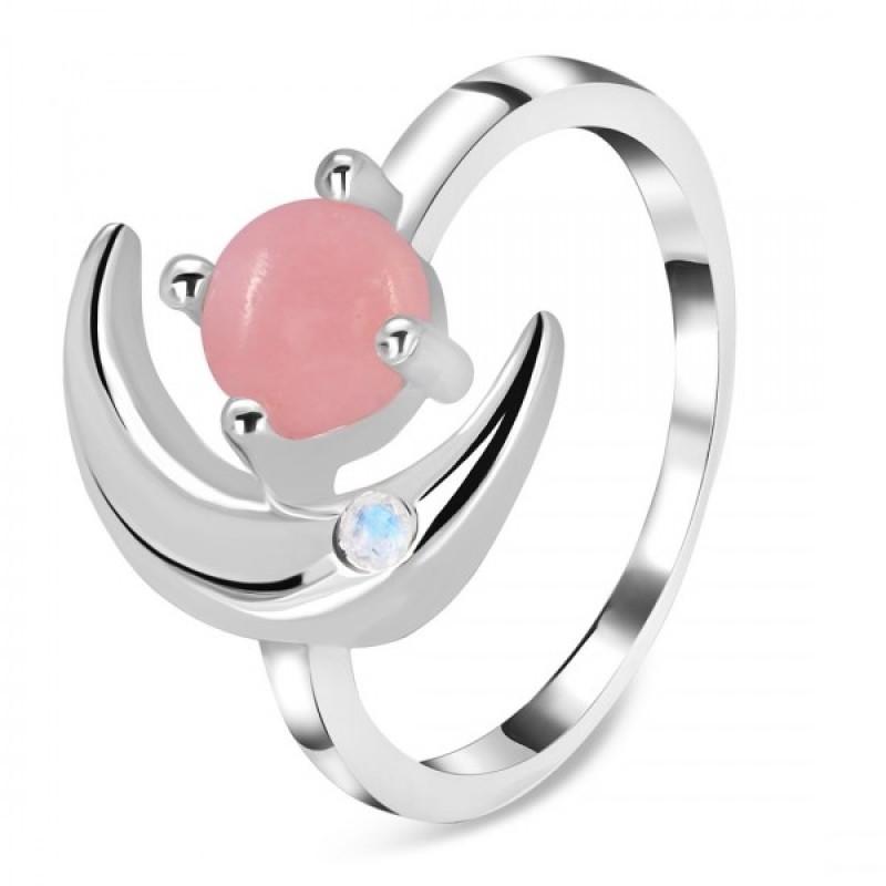 Pink Opal & Moonstone Ring