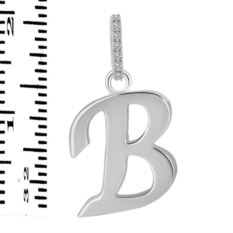 Plain Silver Alphabet B Pendant PS-RDA-132.