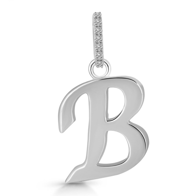 Plain Silver Alphabet B Pendant PS-RDA-132.