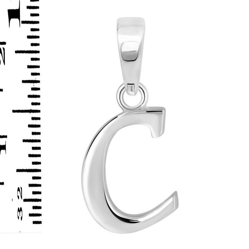 Plain Silver Alphabet C Pendant PS-RDA-107.