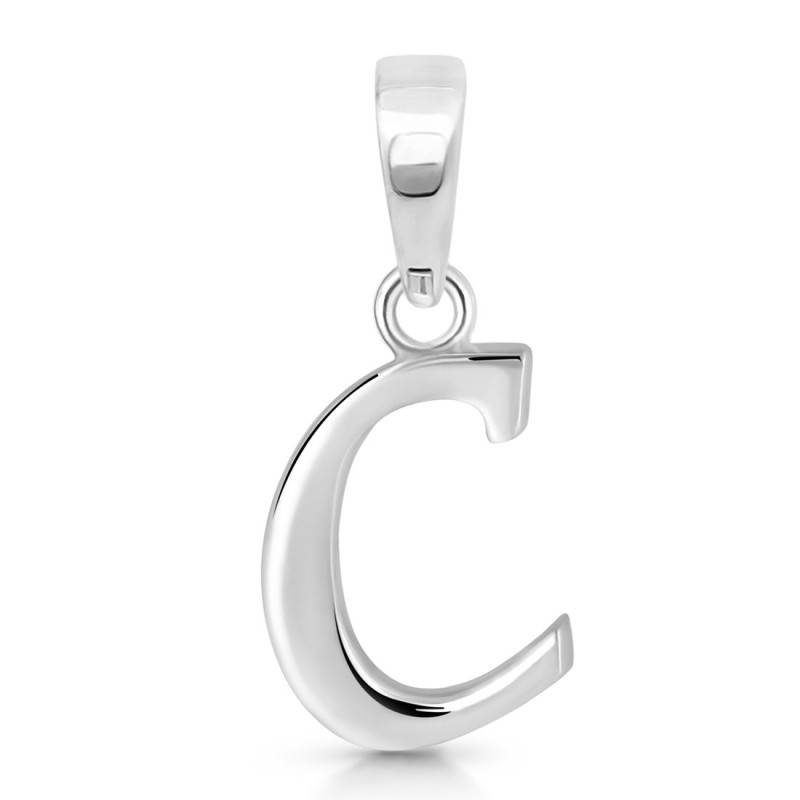 Plain Silver Alphabet C Pendant PS-RDA-107.