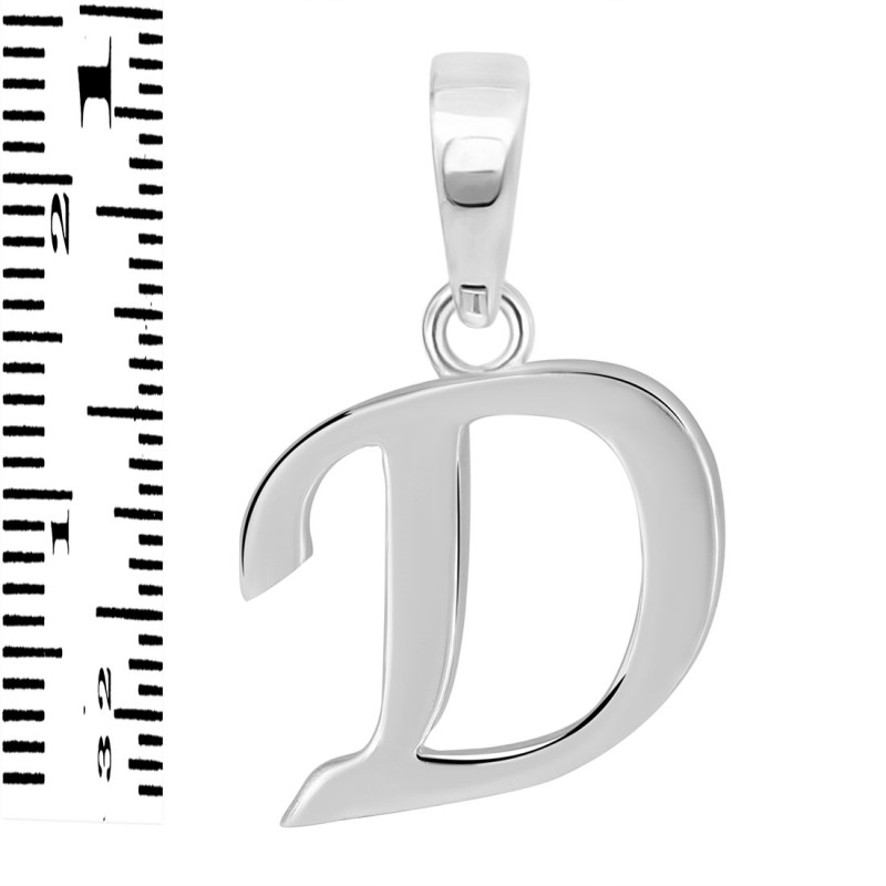 Plain Silver Alphabet D Pendant PS-RDA-108.