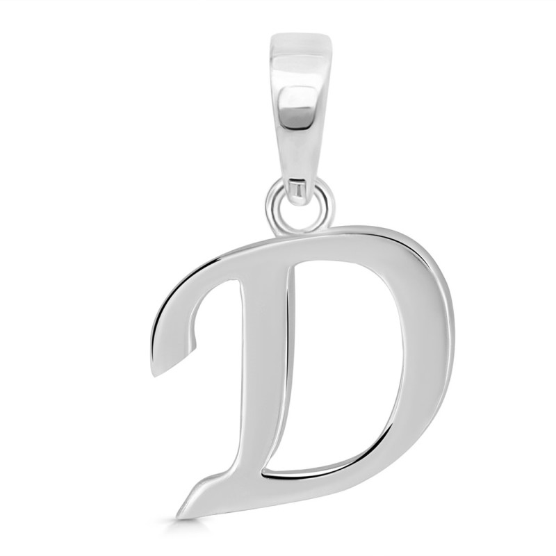 Plain Silver Alphabet D Pendant PS-RDA-108.