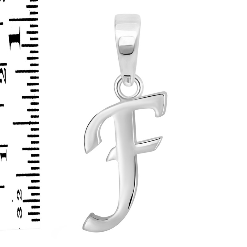 Plain Silver Alphabet F Pendant PS-RDA-110.