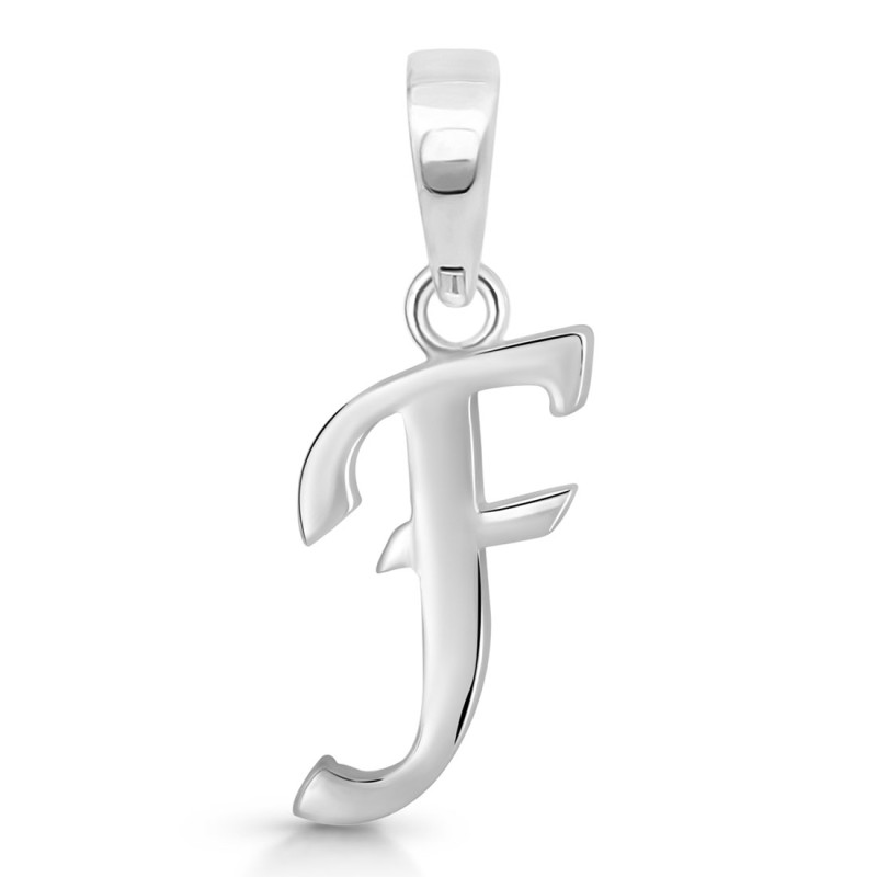 Plain Silver Alphabet F Pendant PS-RDA-110.