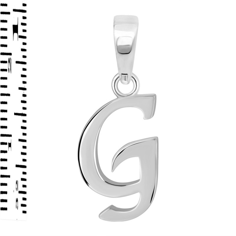 Plain Silver Alphabet G Pendant PS-RDA-111.