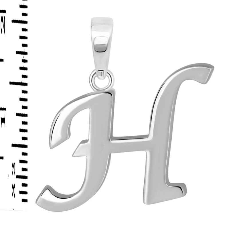 Plain Silver Alphabet H Pendant PS-RDA-112.