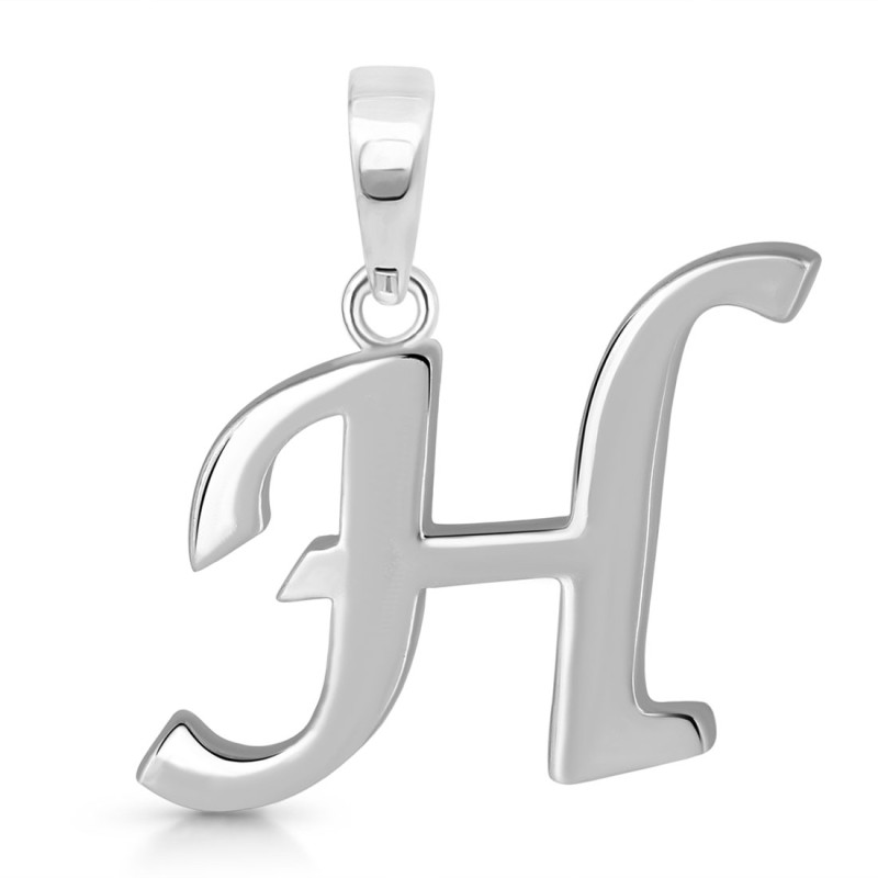 Plain Silver Alphabet H Pendant PS-RDA-112.