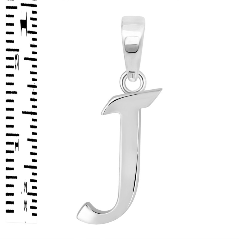 Plain Silver Alphabet J Pendant PS-RDA-114.