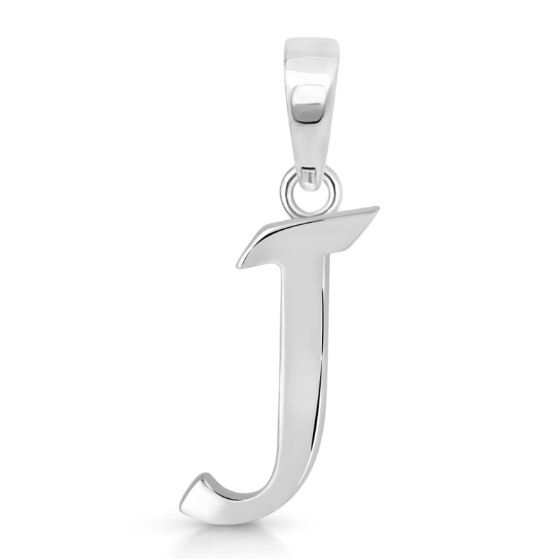 Plain Silver Alphabet J Pendant PS-RDA-114.