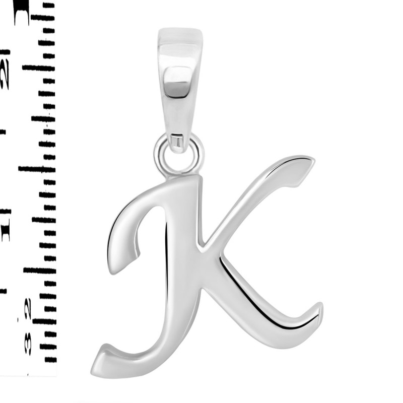 Plain Silver Alphabet K Pendant PS-RDA-115.