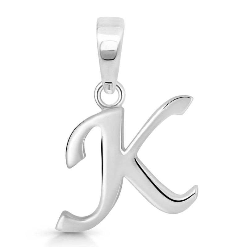 Plain Silver Alphabet K Pendant PS-RDA-115.