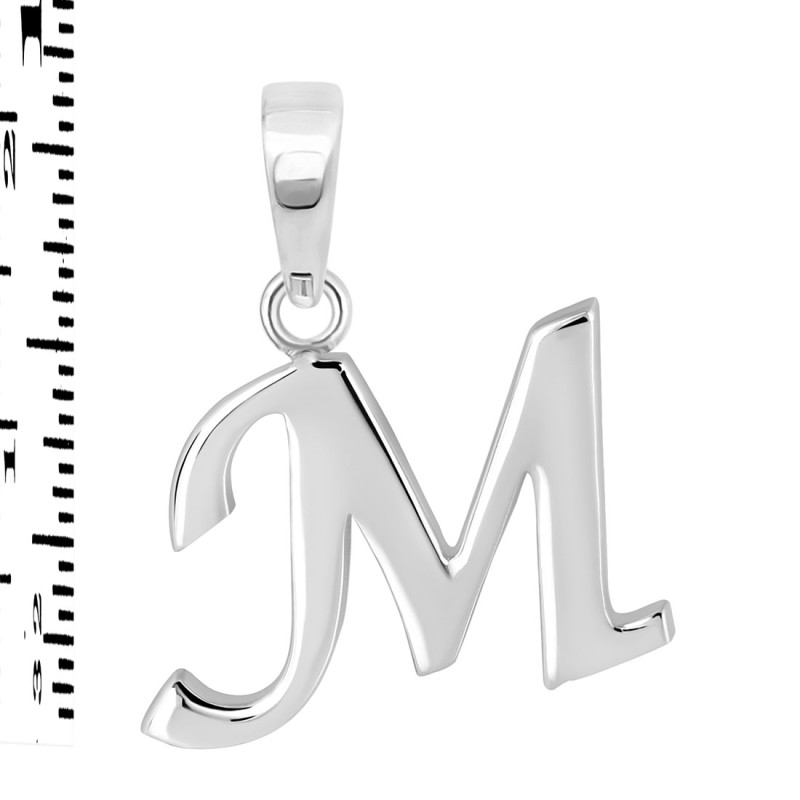 Plain Silver Alphabet M Pendant PS-RDA-117.