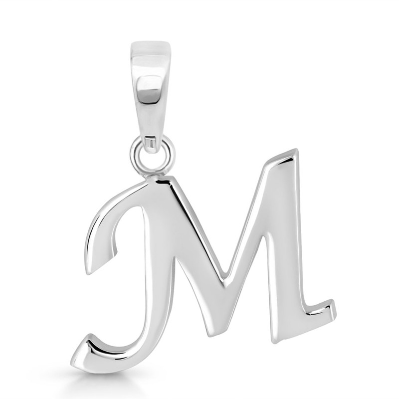 Plain Silver Alphabet M Pendant PS-RDA-117.